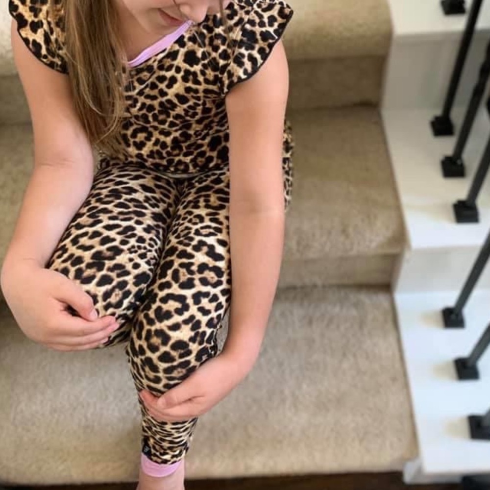 Leopard print with pink trim matching set